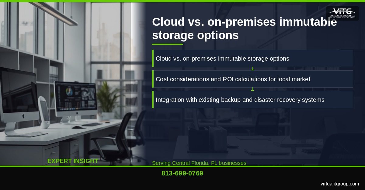 Diagram showing immutable storage architecture with WORM technology protecting against ransomware | Immutable Storage Strategies for Ransomware Recovery Central Florida